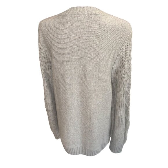 G.H. Bass & Co. Grey Long Sleeve Cable Knit Tunic Casual Office Sweater Buttons - Picture 2 of 8